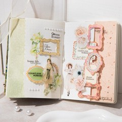 20Pcs Floral Border Frames Paper Stickers Journal Card Album Decorative Sticker