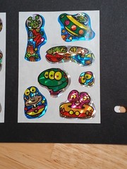 Vintage 1980s Vending Machine Prism Sticker Sheets Snail Rainbow Alien Lot of 10