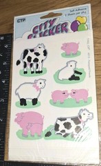 Vintage Stickers CTP city Slicker Farmyard Friends Cow Sheep Pigs1 Pkg,code20-1
