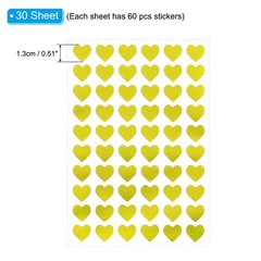 1800 Pcs Heart Reward Stickers, Foil Self Adhesive Colorful Sticker, Gold