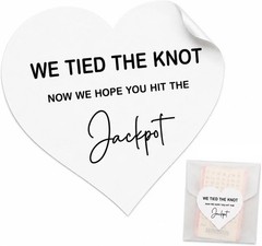120 Heart-Shaped ‘We Tied the Knot’ Lottery Ticket Stickers for Weddings