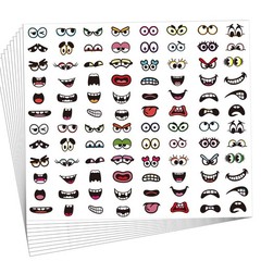 SerpizePaty 960Pcs Colorful Face Stickers, 48 Designs Black Green Red Pink