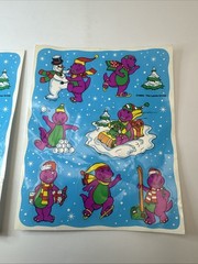 Vintage Barney The Purple Dinosaur In The Snow Set Of 2 Sticker Sheets