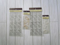 Recollections Swirl Flourish Bling Border Column Rhinestone Pearl Stickers 4pks