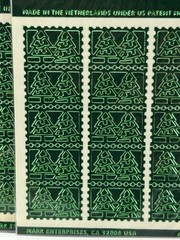 Class A Peels Stickers GREEN CHRISTMAS TREE SEALS / STICKERS 3 Packs CHRISTMAS