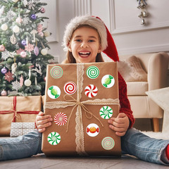 360 Pcs Christmas Candy Stickers 2 Inch Peppermint Christmas Envelope Seal Stick