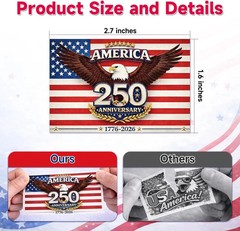 500 PCS 2.75″x1.57″ Patriotic 250th Independence Anniversary Stickers Roll Ameri