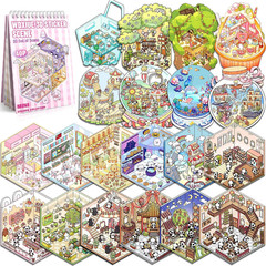 20 Sets of DIY 3D House Scene Cute Cartoon Stickers Kit for Kids & Adults
