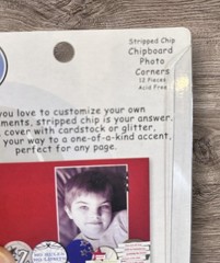 2006 Stripped Chip Chipboard Photo Corners 12 Pieces Lil Davis Designs NEW