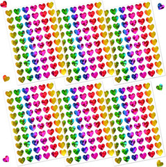 1800Pcs Holographic Heart Stickers, 0.6in Rainbow Tiny Stickers for Kids Rewa…
