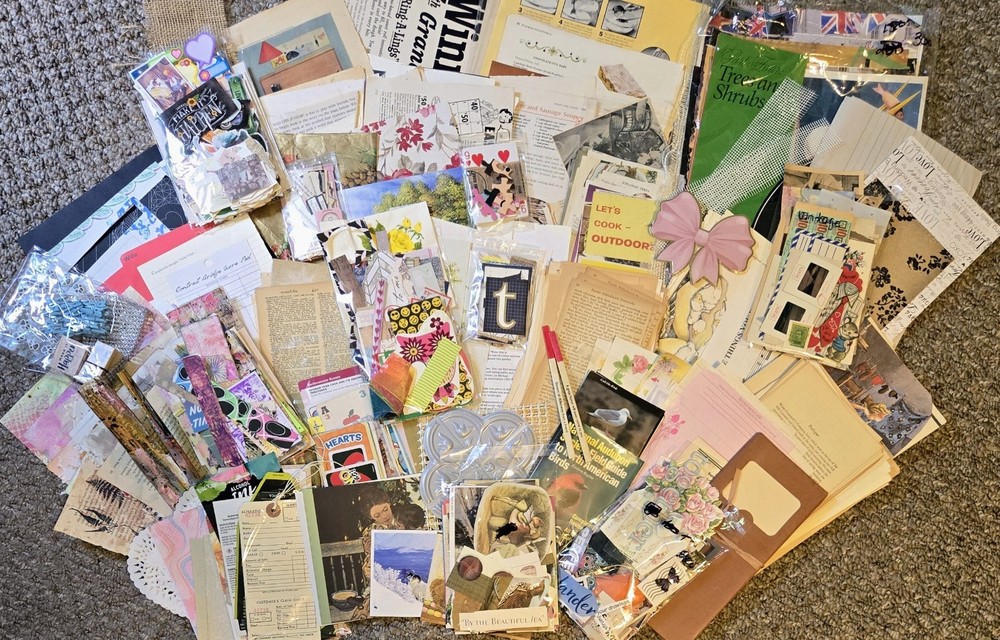 HUGE LOT Junk Journal Supplies Embellishment 1,000+ Pieces Vintage & Modern 6lbs