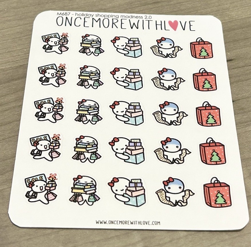 Once More With Love ❤️ Holiday Shopping Madness 2.0 Sticker Sheet OMWL Stickers