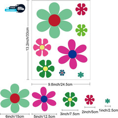12 Sheets Daisy Stickers 96 Pcs Retro Hippie Flower Car Decals Self Adhesive