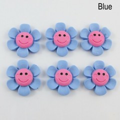 6pcs DIY Resin Happy Daisy Cabochon 26x24mm Flat Back Hair Clips etc Pick Colour