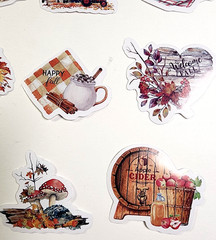 Autumn Fall Cider Pumpkins Wheelbarrow Leaves Fireplace Stickers Lot of 20