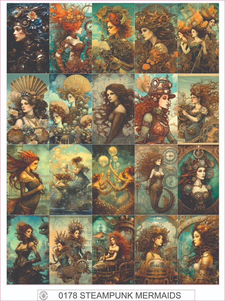 STEAMPUNK MERMAIDS – COMPLETE SHEET OF 20 STICKERS