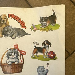 Vintage Scholastic Puppies Kittens Sticker Sheet