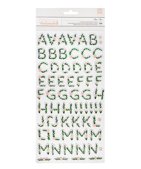AMERICAN CRAFTS THICKERS PRINTED CHIPBOARD LETTER STICKER – FLEUR – 129 PIECES
