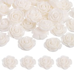 20mm Resin Rose Flatback Charms, 40 Pcs Cabochon Embellishment, White