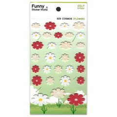 CUTE COSMOS FLOWER FELT STICKERS Sticker Sheet Craft Scrapbook Pink White Kawaii