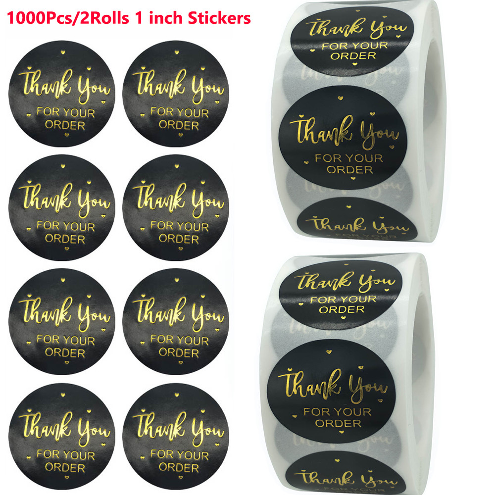 2Rolls/1000Pcs 1.0/1.5 inch Thank You Stickers Hand Made Small Business Labels