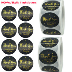 2Rolls/1000Pcs 1.0/1.5 inch Thank You Stickers Hand Made Small Business Labels