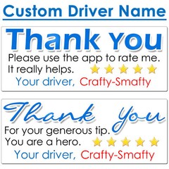 for Walmart Driver Thank You Stickers CUSTOM NAME Increase Ratings and Tips