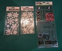 Winter Sticker Lot Snowflake & Word Stickers 3 Packs Unopened