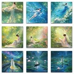 59PCs Beautiful Asian Women Stickers. Chinese Style Ancient Girls-Waterproof