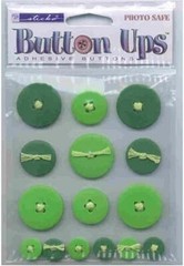 Vintage Sticko 3-D Button Up’s GREEN adhesive buttons 56854 FAST FREE ship!