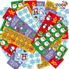 1200 Christmas Stickers – 100 Sheet Assortment for Kids, Holiday Party Favors