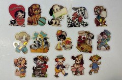 Set Of 15 VINTAGE STYLE Valentine’s Day Stickers Puppies Dogs Anthropomorphic
