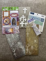 Scrapbooking Mixed Lot Patterned Paper, Stickers & Embellishments Baby/Religious