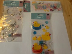 JOLEE *TWO CUTE *RUBBER DUCKIES and *PINK SHEEP + MOON Scrapbook Sticker LOT!