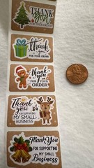 40 CT Holiday “Thank You For Your Order” Small Business 1”x 1.6” Free Shipping