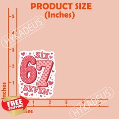 HYKADEUS 67 Stickers Valentine Pink 3×2.3″
