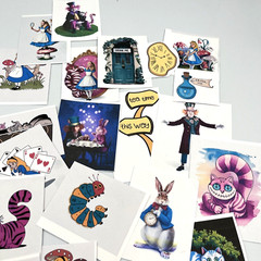 25 Pc ALICE IN WONDERLAND Supplies Kit For Junk Journal Scrapbook Card Toppers