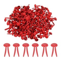 200 PCS Paper Brass Fasteners Split Pins Pastel Mini, Red, 4.5 x 8 mm