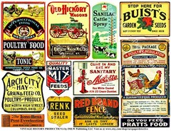 FARM ADVERTISING SIGN LABELS, 12 Stickers, 1 Sheet, Scrapbook & Junk Journal TAG