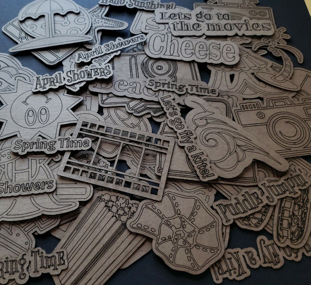 100 piece die cuts chipboard embellishments cut and scored great for scrapbooks