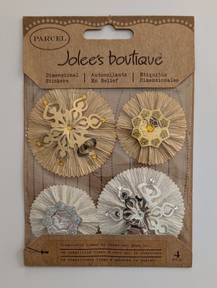 RARE Jolee’s Parcel Gold & Silver Spun Glass Snowflakes Scrapbooking Stickers