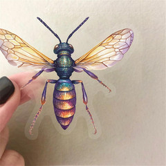 50Pcs Transparent Insect Stickers for Scrapbooking PET Nature Dragonfly Bee Butt
