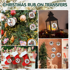 48 Sheets Vintage Christmas Rub On Transfers for Crafts, Rub On Transfers Christ