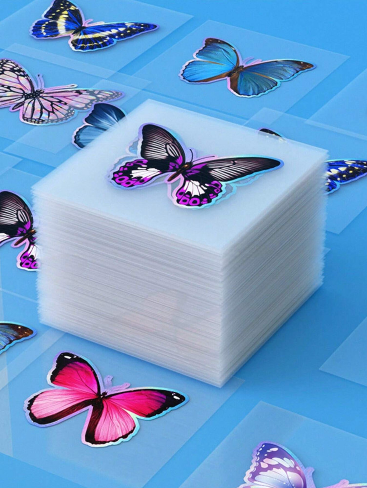 Butterfly Colorful Metallic Stickers Blue Green Red Realistic