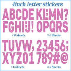 282 Pcs 24 Sheets Large Letter Stickers Glitter Big Font Alphabet Number Self