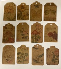 Set of 12 Tags For Junk Journals, Crafts ~ 2.5″ Tall ~ Scrapbooking, EPHEMERA