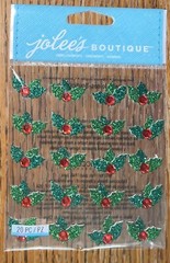 Jolees Christmas Holly Repeats Green Red Berries Glitter Gems Holiday Stickers