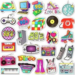 80s 90s Stickers for Adults Vintage Theme 70 Pcs
