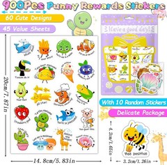 900PCS Punny Teacher Reward Stickers – Funny Animal Motivational Stickers for Ki