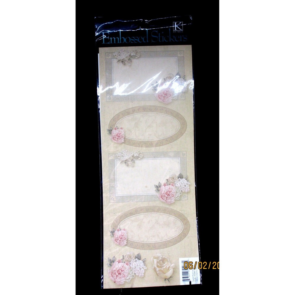 K&Company, English Floral Journal Tags Embossed Stickers Floral Frames, New